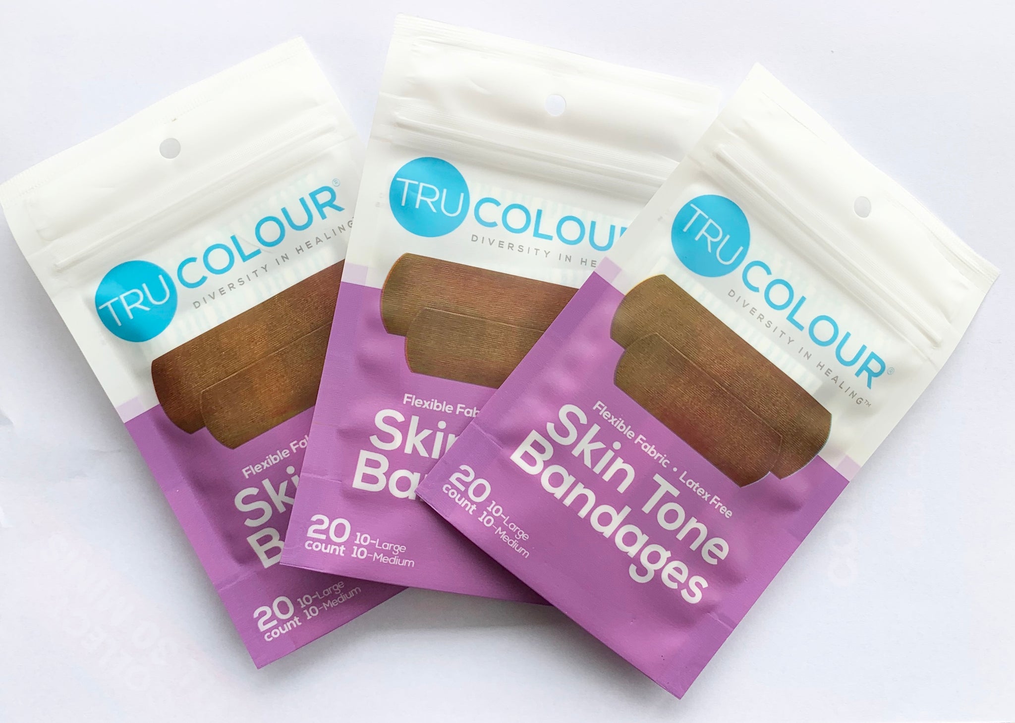 Tru-Colour Adhesive Bandages Purple - X 3 Packs - Tru Colour Bandages Australia Skin Tone Bandages